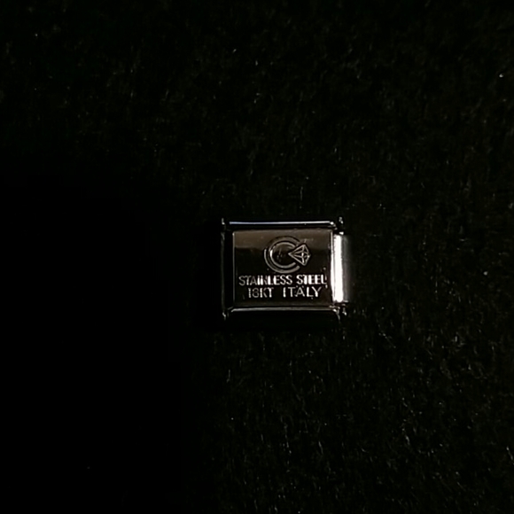 Gold and Red Glitter Heart 9 mm link - Picture 2 of 2